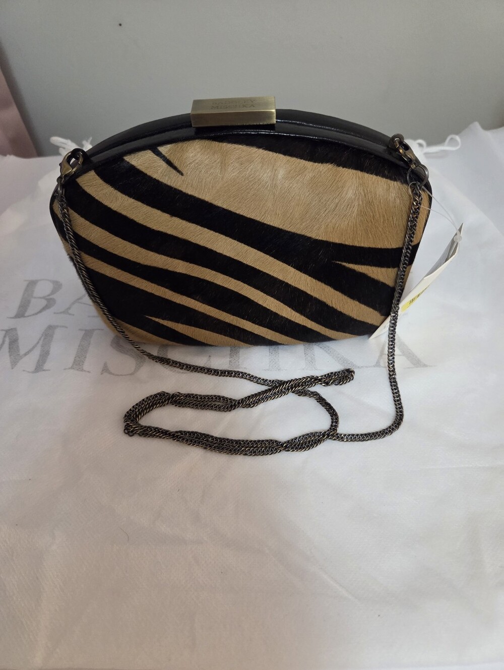 Badgley Mischka Cappuccino Zebra Crossbody